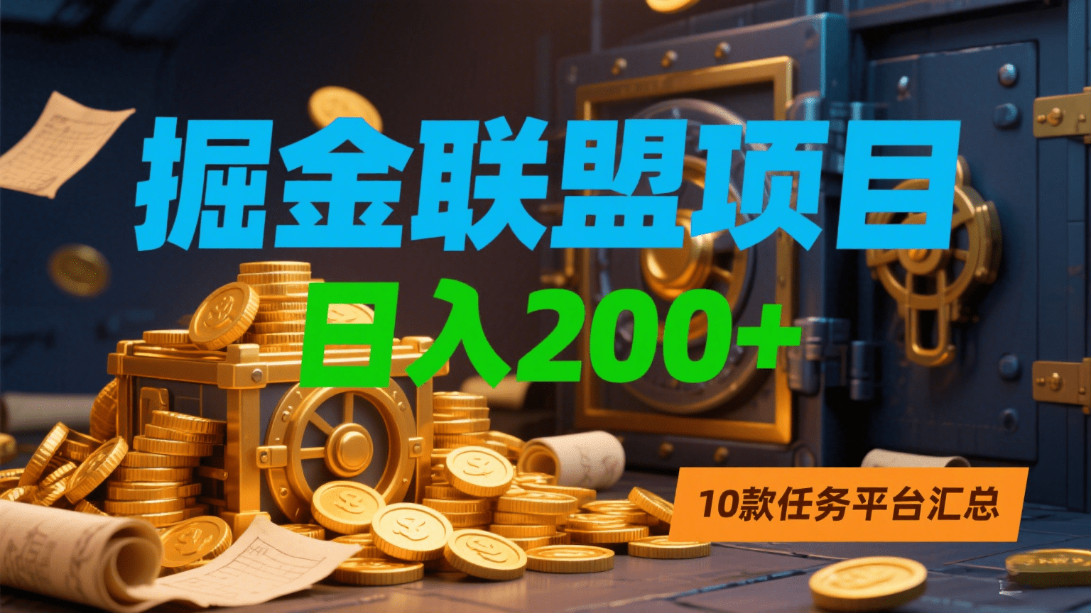 掘金联盟项目，日入200+，10款任务平台汇总