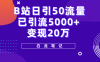 B站日引50+流量，实战已引流5000+变现20万，超级实操课程