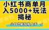 小红书商单原创起号玩法揭秘，小白月入5000+