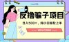 反撸骗子项目，日入500小白轻松上手
