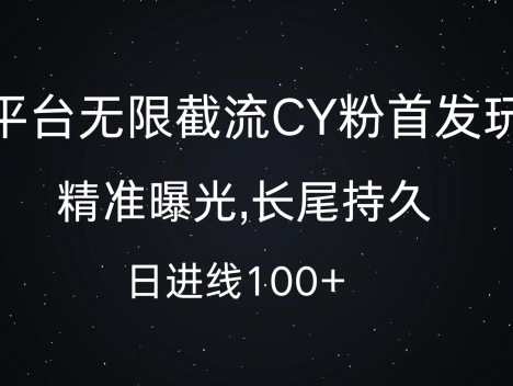 单平台有一种全新的首发玩法,能实现无限截流 CY 粉。该玩法可做到精准曝光,效果呈长尾持久状态,每天引入流量可达 100+。