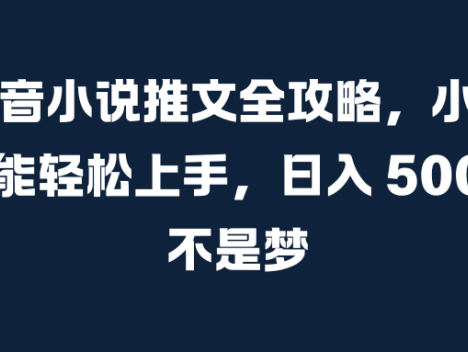 抖音小说推文全攻略,初学者也能轻松掌握,日赚500+并非幻想