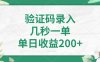 验证码录入，几秒一单，单日收益200+