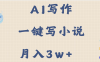 AI写作，无需手动，一键写小说，月入3w+