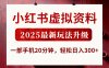 小红书虚拟资料，2025最新玩法升级，一部手机20分钟，轻松日入300+