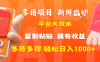 零撸项目，新鲜出炉，平台大放水，复制粘贴，就有收益，多劳多得轻松日入1000+