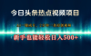 今日头条热点视频项目， AI一键成片，2分钟一条原创视频，新手也能轻松日入500+