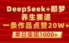 用DeepSeek+即梦做养生赛道，一条作品点赞20W+，单日变现1000+