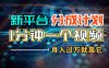 新平台分成计划，1万播放量100+收益，一个作品1分钟，月入过万就靠它了