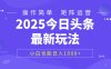 2025今日头条最新玩法，0粉可做，复制粘贴，小白也能日入1000+