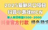 2025最新风口项目 抖音小游戏MCN 单人单日收益1500-2000+