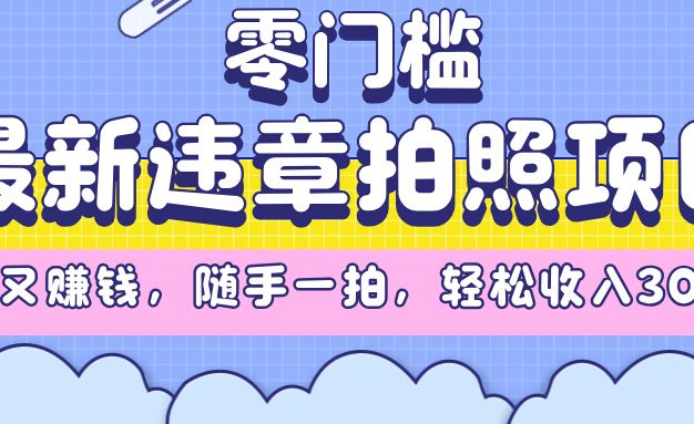 最新违章拍照项目，解气又赚钱，随手一拍，轻松收入3000+