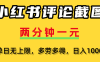 小红书评论截图，一条0.5元，多劳多得！