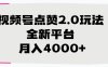视频号点赞2.0玩法，月入4000+，全新平台