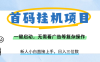 首码挂机项目，一键启动，无需看广告等复杂操作，新手小白日入三位数