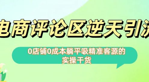 0店铺0成本!电商评论区逆天引流，躺平吸精准客源的实操干货