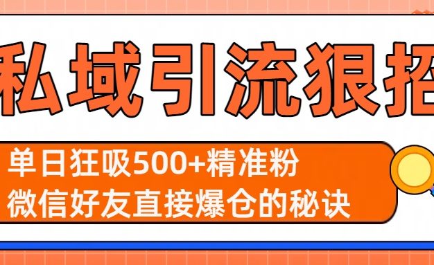 私域引流狠招：单日狂吸500+精准粉，微信好友直接爆仓的秘诀